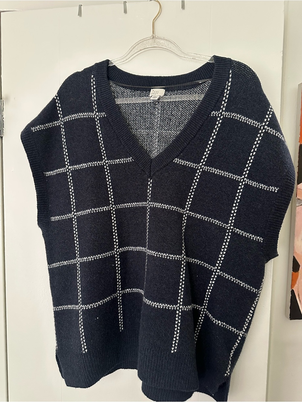 a new day Navy Grid V-Neck Sweater Vest